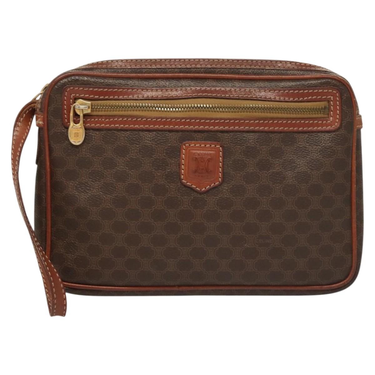 Celine Macadam Pochette Clutch, BROWN, CANVAS, Clutche & pouche