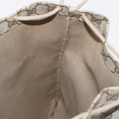 Gucci Drawstring Shoulder Bag GG Canvas with Leather, BEIGE, PVC, Shoulder bag
