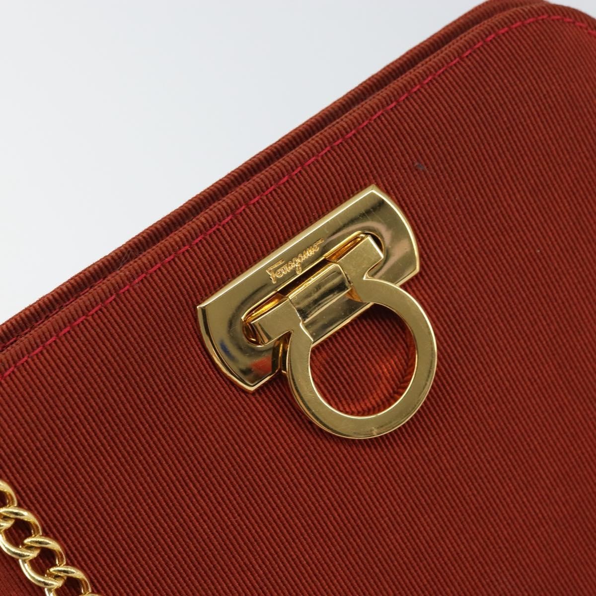 Salvatore Ferragamo Vintage Gancini Chain Shoulder Bag Nylon, RED, NYLON, Shoulder bag