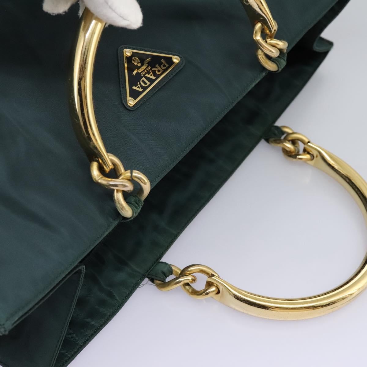Prada Metal Handles Tote Tessuto, KHAKI, NYLON, Tote bag