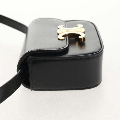 Celine Vintage Triomphe Shoulder Bag Leather, Black, Leather, Handbag