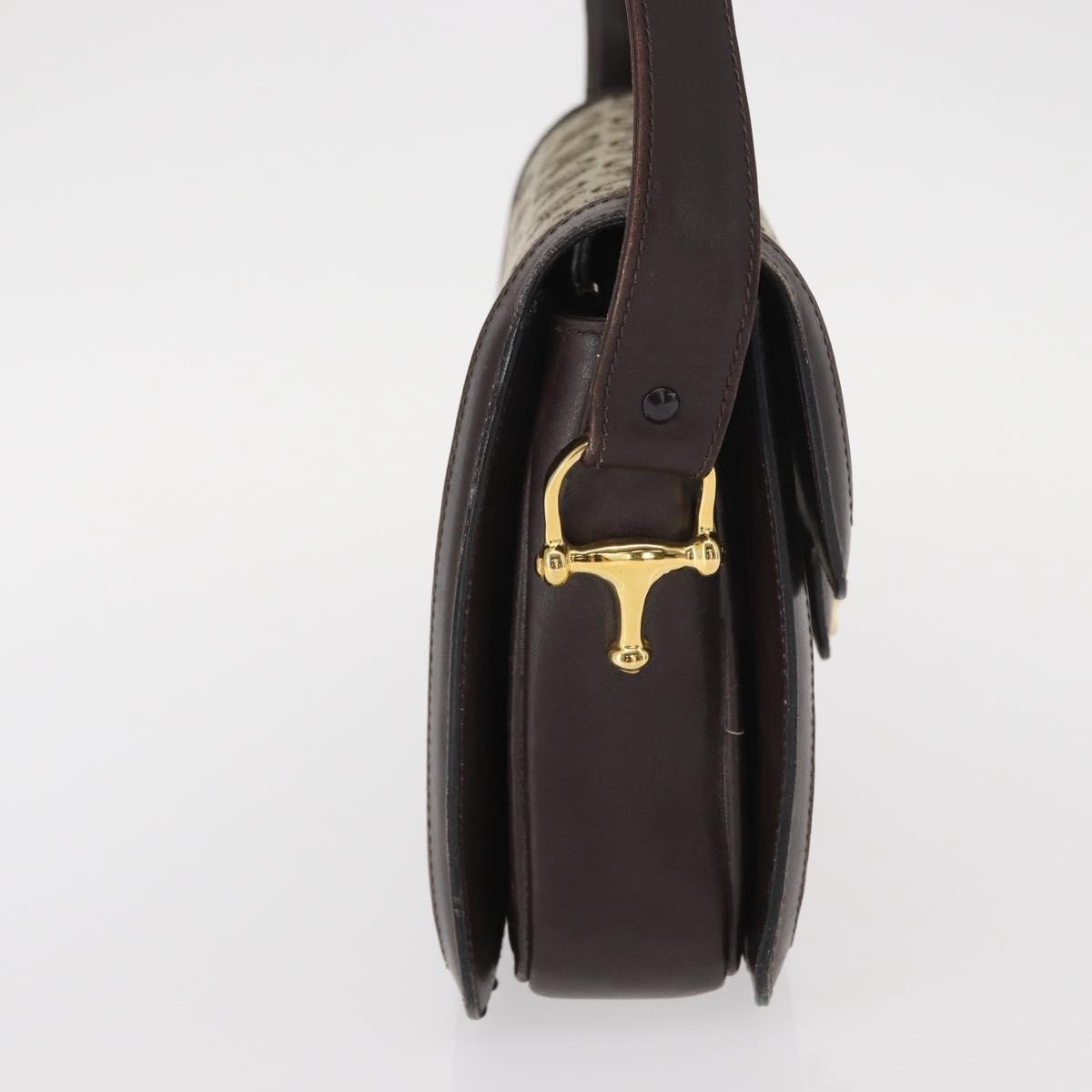 Celine Vintage C Sulky Horsebit Shoulder bag Canvas and Leather, BROWN, CANVAS, Shoulder bag