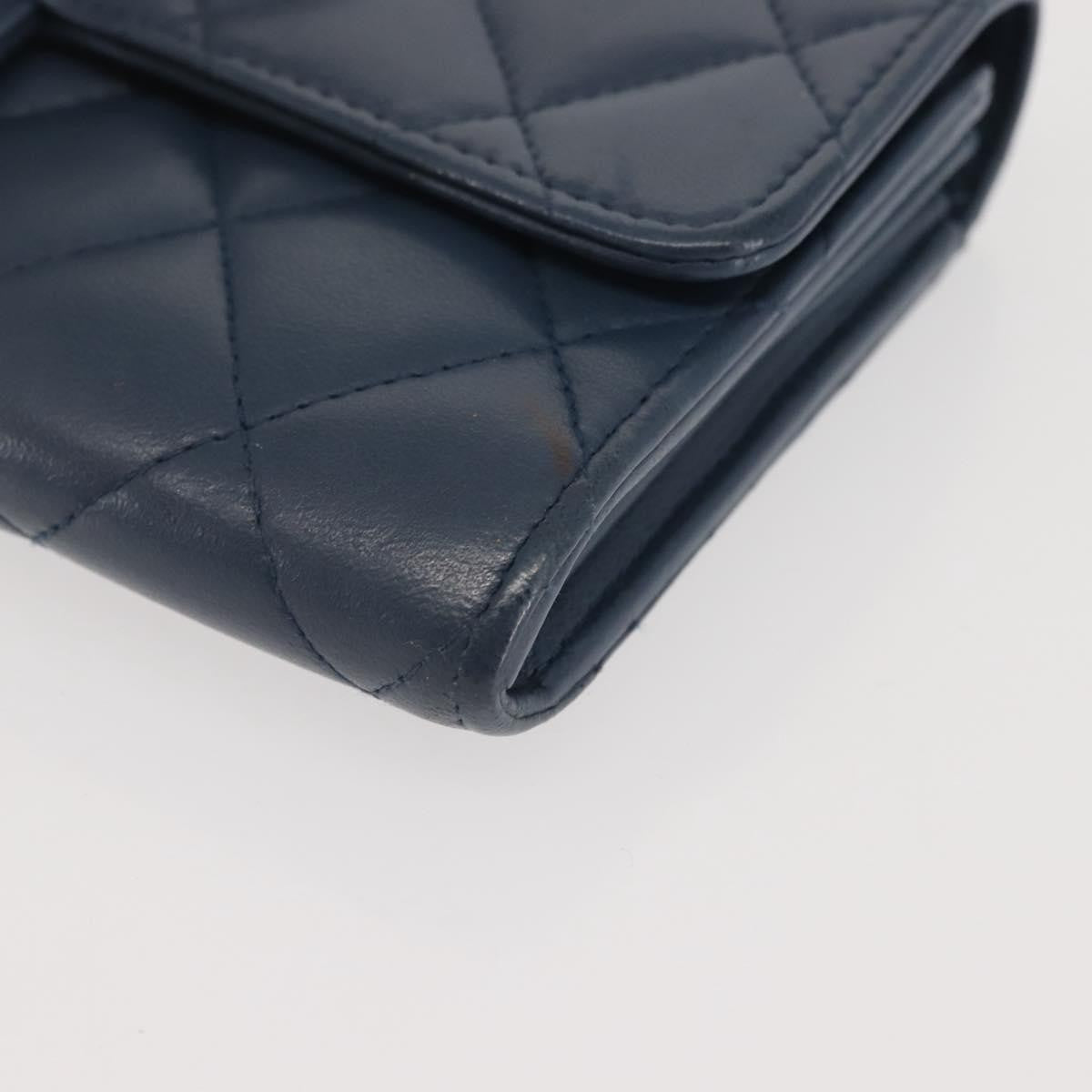 Chanel CC Gusset Classic Flap Wallet Quilted Lambskin, NAVY, LEATHER, Wallets
