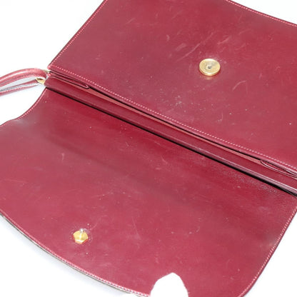 Christian Dior Flap Shoulder Bag Leather, BURGUNDY, LEATHER, Shoulder bag