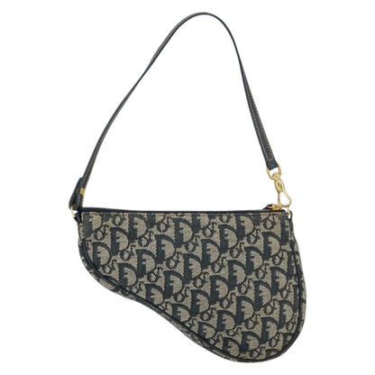Christian Dior Vintage Saddle Bag Diorissimo Canvas, NAVY, CANVAS, Clutche & pouche