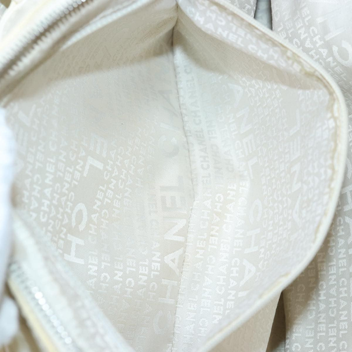 Chanel Zip Shoulder Bag Canvas, BEIGE, CANVAS, Shoulder bag