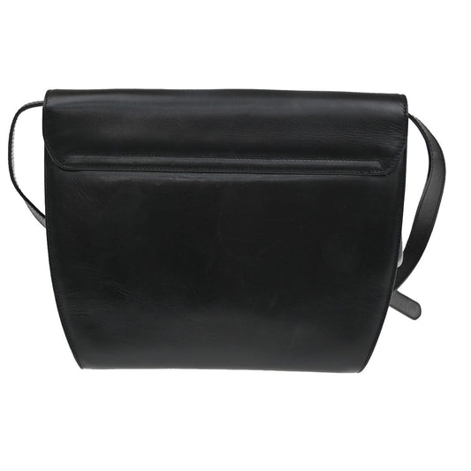 Salvatore Ferragamo Gancini Shoulder Bag Leather, BLACK, LEATHER, Shoulder bag