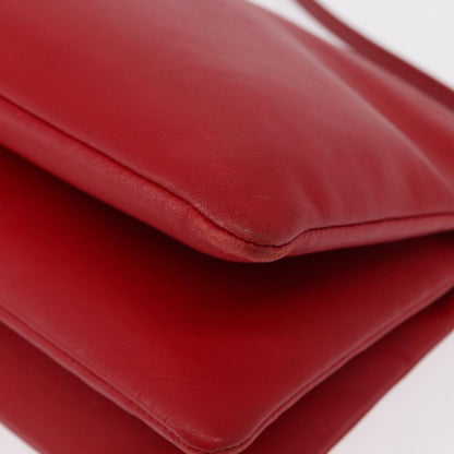 Celine Trio Crossbody Bag Leather, RED, LEATHER, Shoulder bag