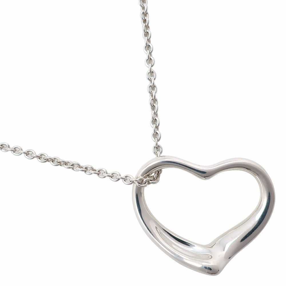 Tiffany & Co. Elsa Peretti Open Heart Pendant Necklace Sterling Silver, SILVER, SILVER, Necklace
