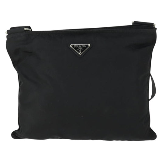 Prada Zip Top Messenger Bag Tessuto, BLACK, NYLON, Shoulder bag