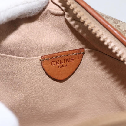 Celine Vintage Macadam Shoulder Bag Canvas and Leather, BEIGE, CANVAS, Shoulder bag