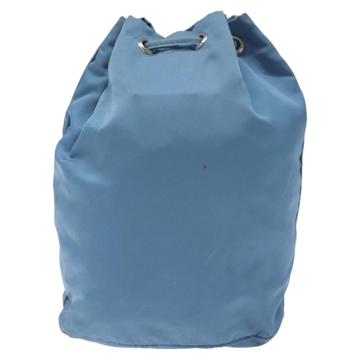 Prada Drawstring Wristlet Bucket Bag Tessuto, BLUE, NYLON, Clutche & pouche