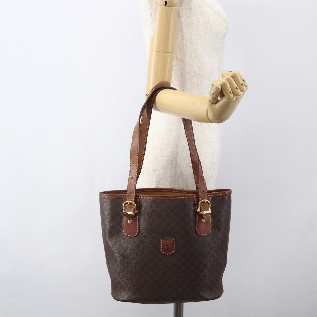 Celine Vintage Macadam Tote bag Canvas, BROWN, PVC, Tote bag