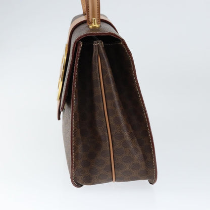 Celine Vintage Macadam Handbag Canvas, BROWN, PVC, Handbag