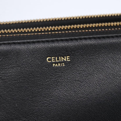 Celine Trio Crossbody Bag Leather, BLACK, LEATHER, Crossbody bag