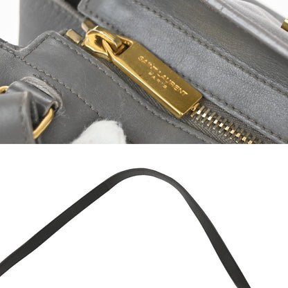 Saint Laurent Classic Y Cabas Leather, GRAY, LEATHER, Handbag