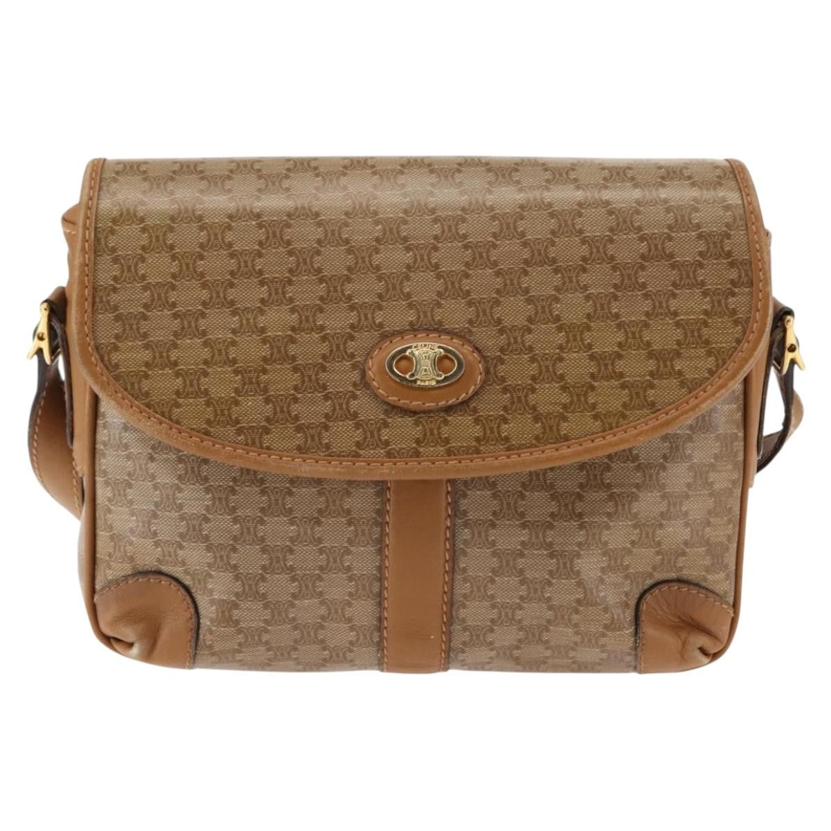 Celine Macadam Shoulder Bag PVC Leather, BEIGE, PVC,CANVAS, Shoulder bag