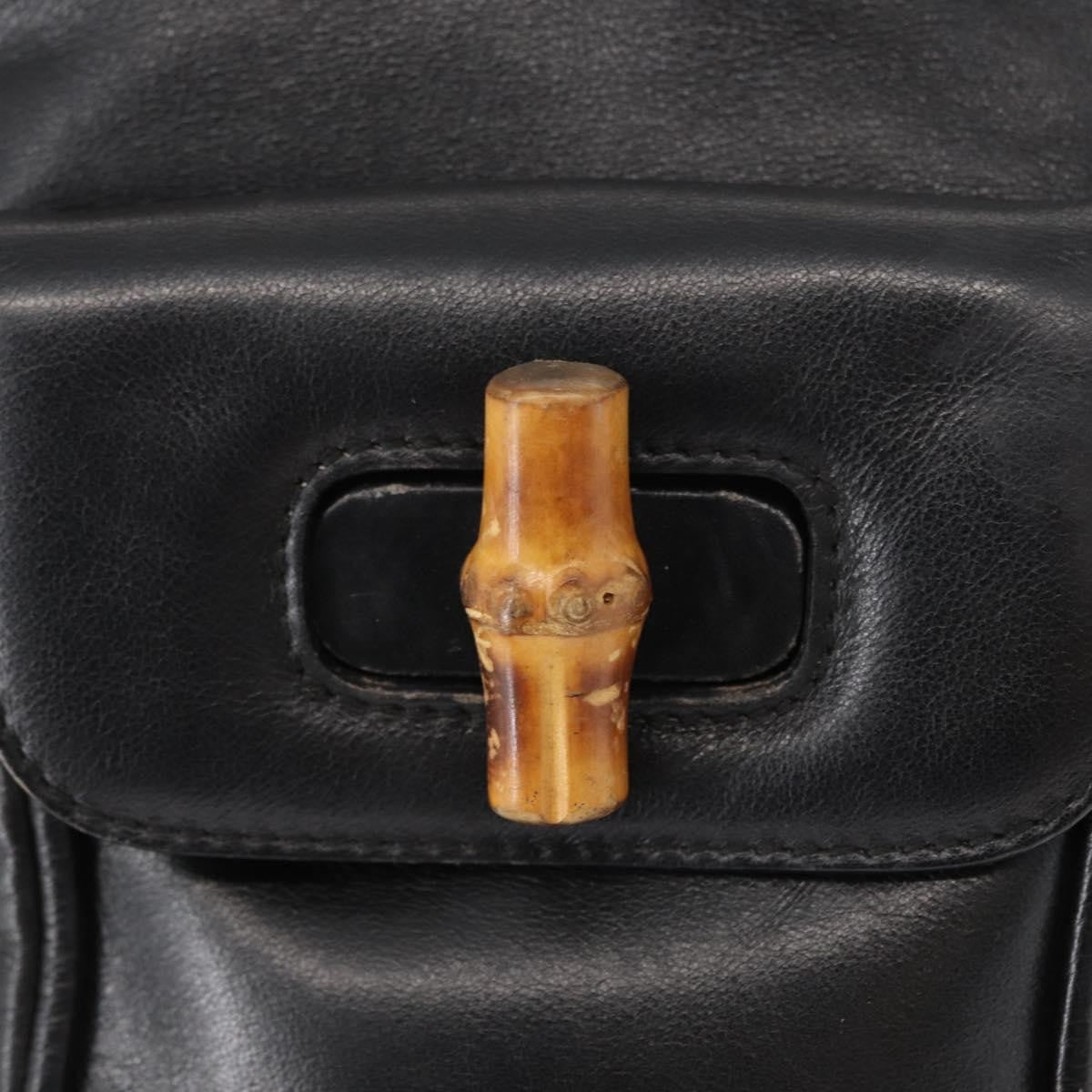 Gucci Vintage Bamboo Backpack Leather, BLACK, LEATHER, Backpack