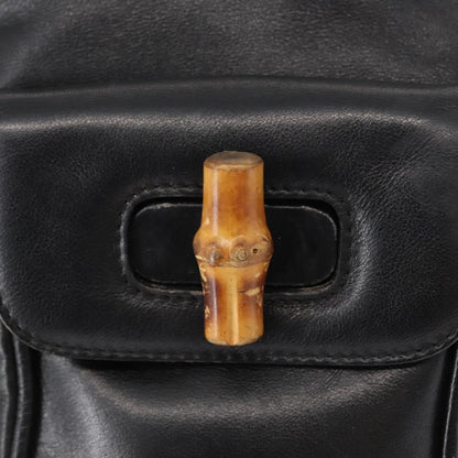 Gucci Vintage Bamboo Backpack Leather, BLACK, LEATHER, Backpack