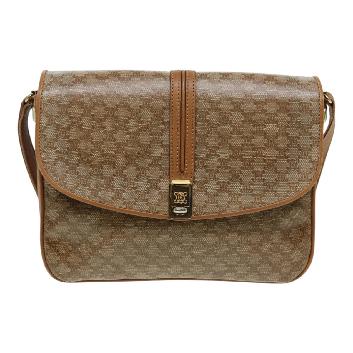 Celine Macadam Shoulder Bag PVC Leather, BEIGE, CANVAS, Shoulder bag