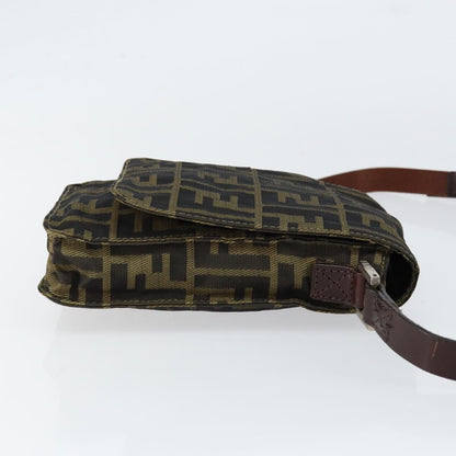 Fendi Flat Messenger Bag Zucca Canvas, BROWN, CANVAS, Shoulder bag