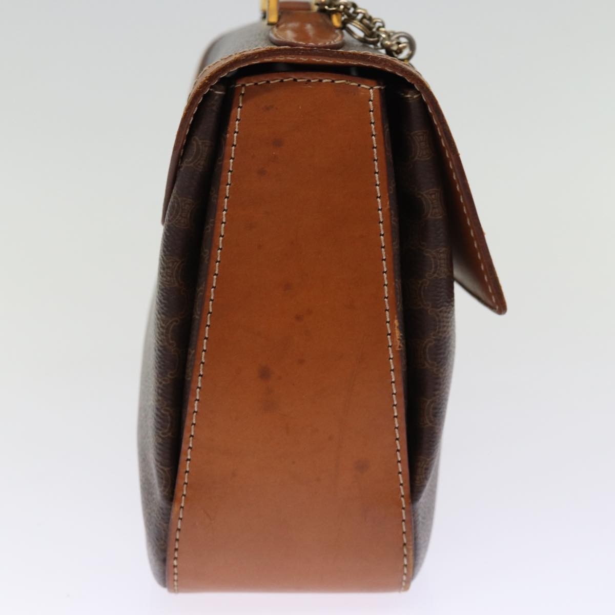 Celine Vintage Convertible Top Handle Bag Macadam Coated Canvas, BROWN, CANVAS, Handbag