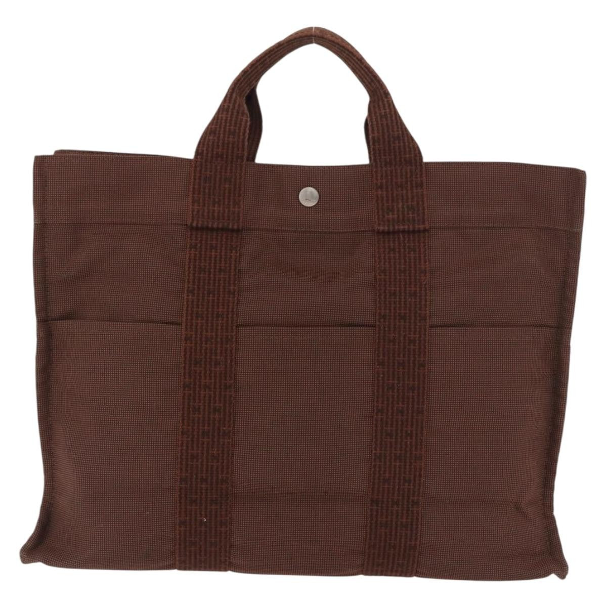 Hermes Fourre Tout Tote Canvas, Brown, Canvas, Tote Bag