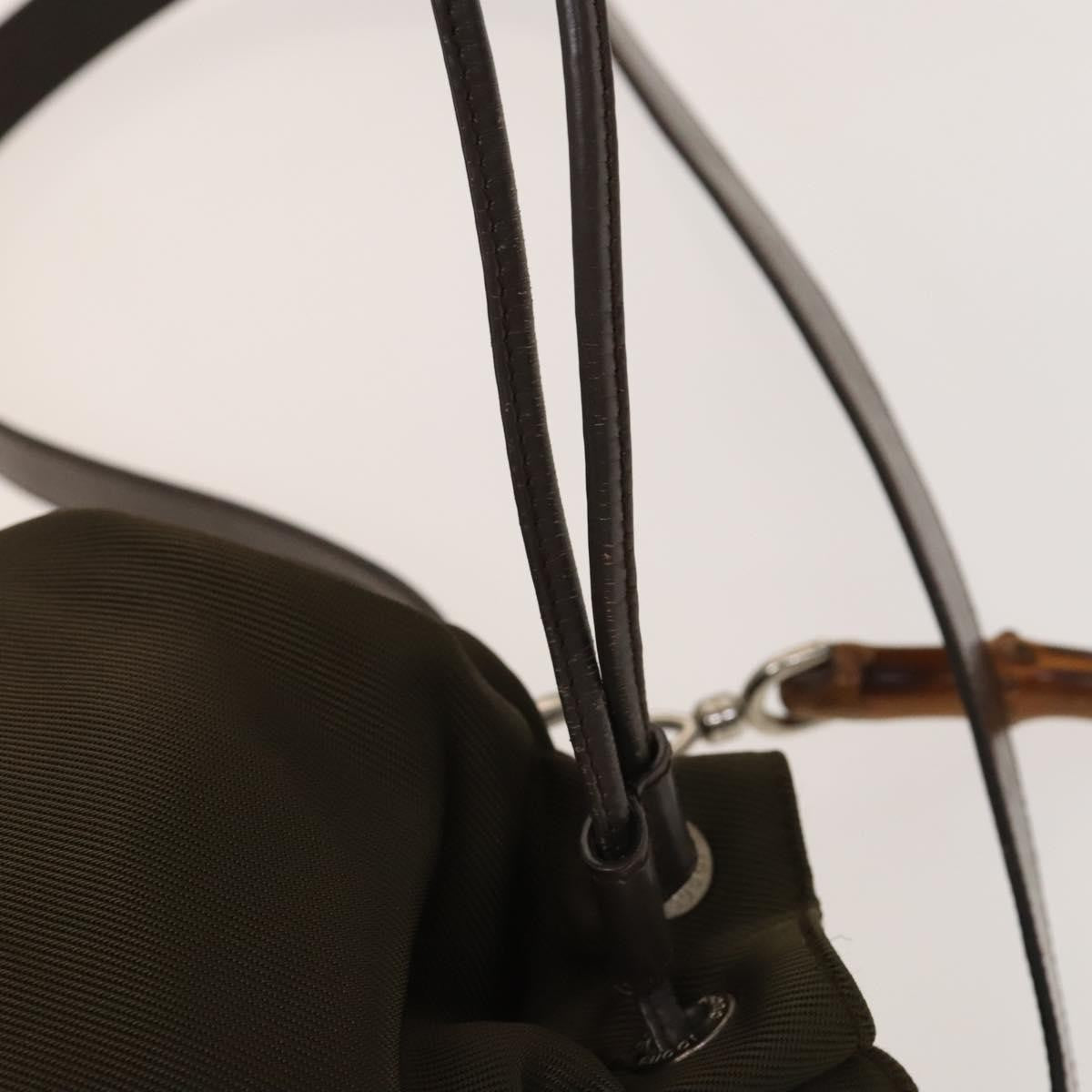 Gucci Vintage Bamboo Bucket Bag Nylon and Leather, BROWN, NYLON, Handbag