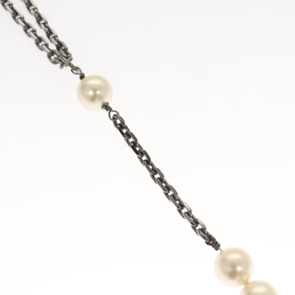 Chanel CC Pearl Necklace Faux Pearls and Metal, WHITE, METAL, Necklace