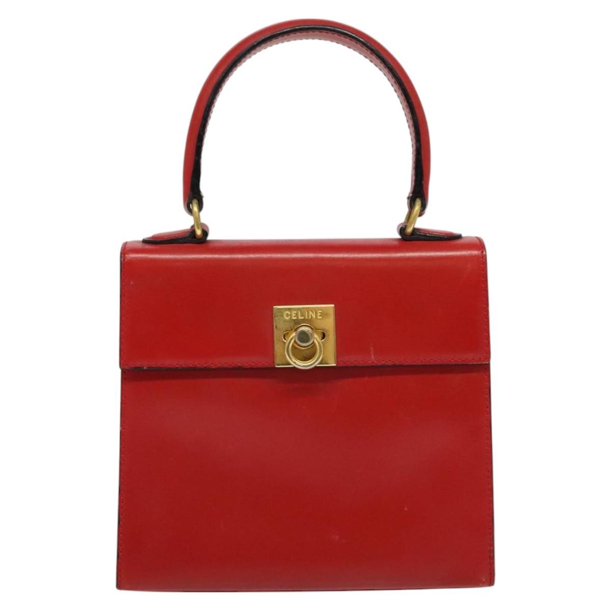 Celine Vintage Logo Top Handle Bag Leather, RED, LEATHER, Handbag