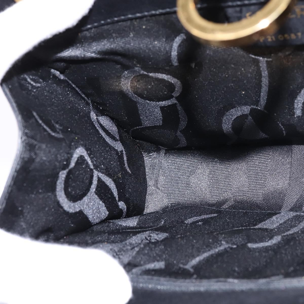 Salvatore Ferragamo Vintage Gancini Chain Shoulder Bag Leather, BLACK, LEATHER, Shoulder bag