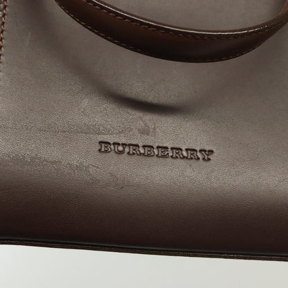 Burberry Handle Tote Leather, BROWN, LEATHER, Handbag