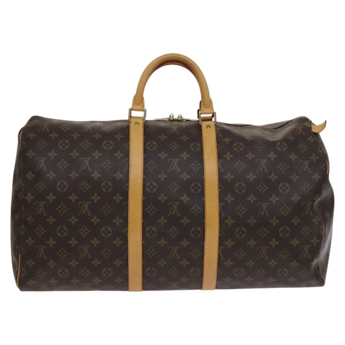 Louis Vuitton Keepall Bag Monogram Canvas, BROWN, CANVAS, Travel bag