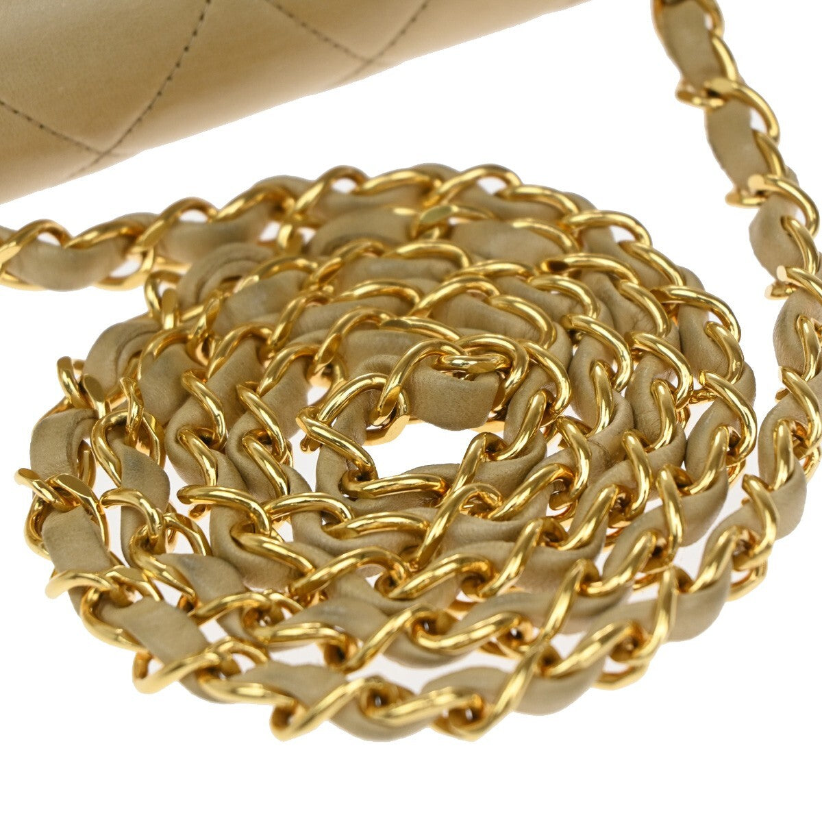 Chanel Vintage Diana Flap Bag Quilted Lambskin, BEIGE, LEATHER, Shoulder bag