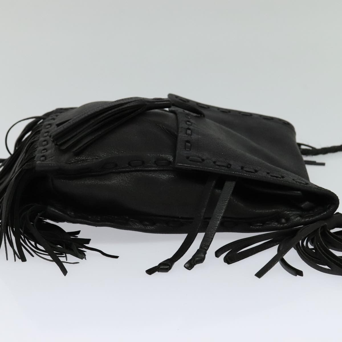 Prada Fringe Flap Crossbody Bag Leather, BLACK, LEATHER, Shoulder bag