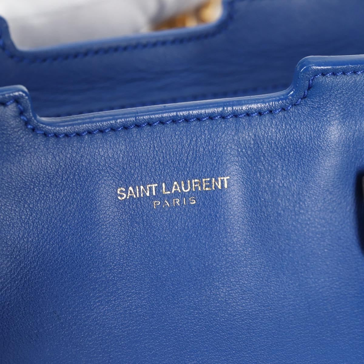 Saint Laurent Monogram Cabas Leather, BLUE, LEATHER, Handbag
