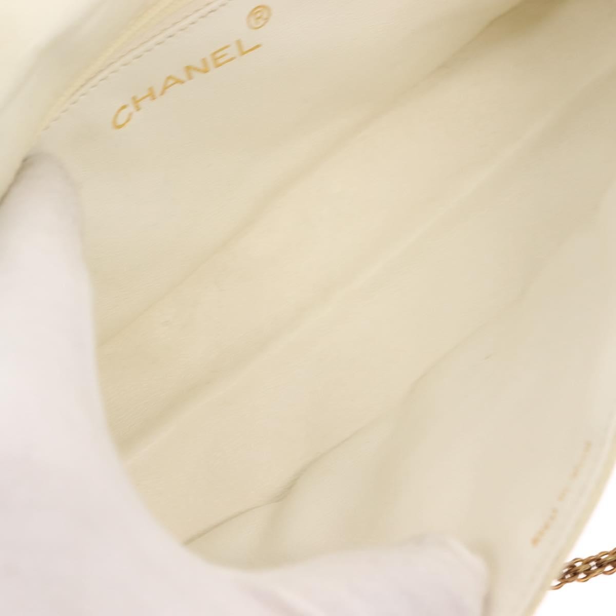 Chanel Full Flap Wallet on Chain Quilted Lambskin, WHITE, LEATHER, Clutche & pouche