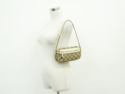 Salvatore Ferragamo Gancini Shoulder Bag Canvas, BEIGE, CANVAS, Shoulder bag