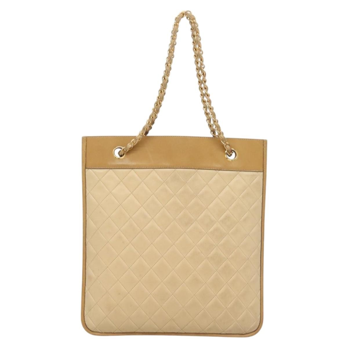Chanel Chain Shoulder Bag Leather, BEIGE, LEATHER, Shoulder bag