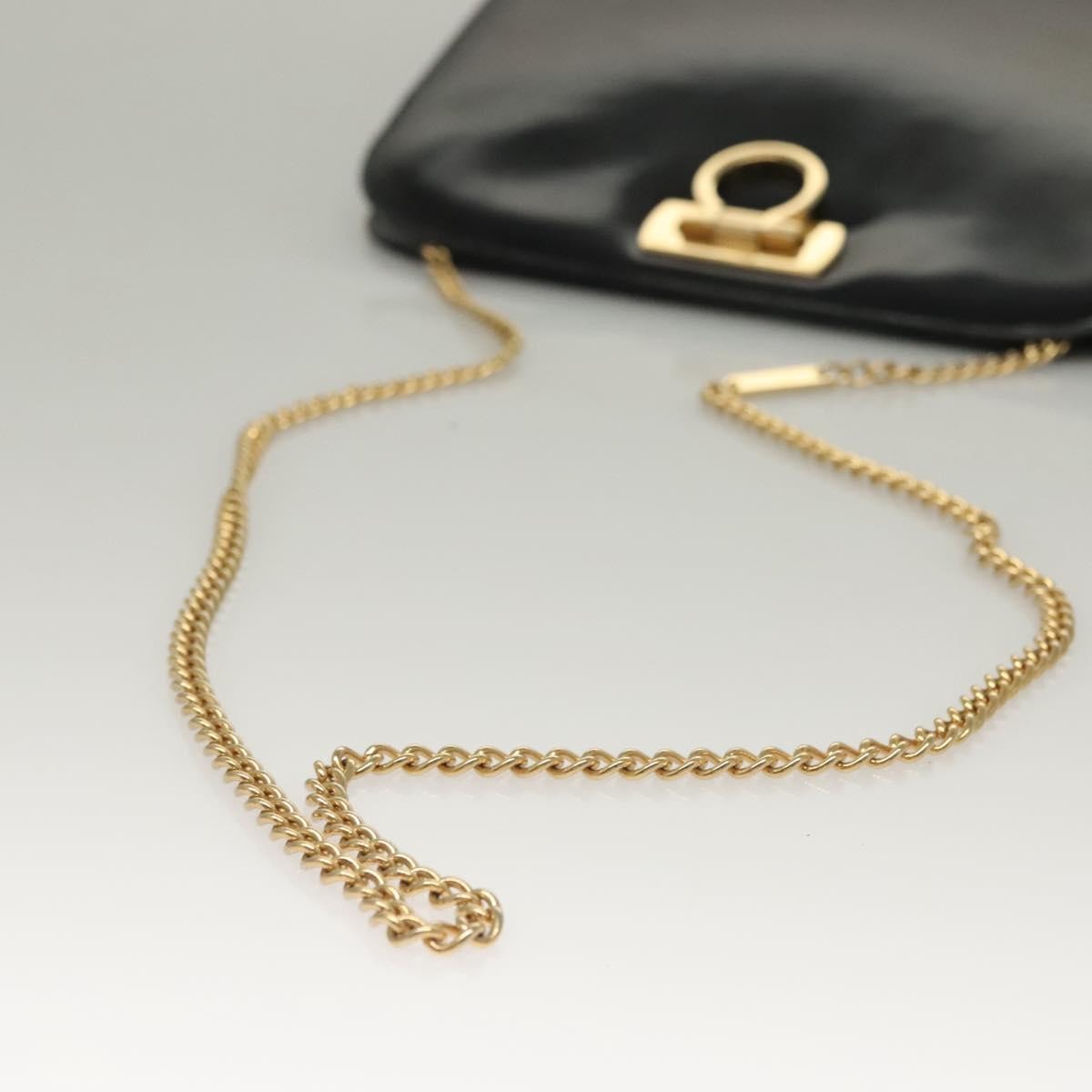 Salvatore Ferragamo Gancini Shoulder Bag Patent Leather, BLACK, PATENT_LEATHER, Shoulder bag