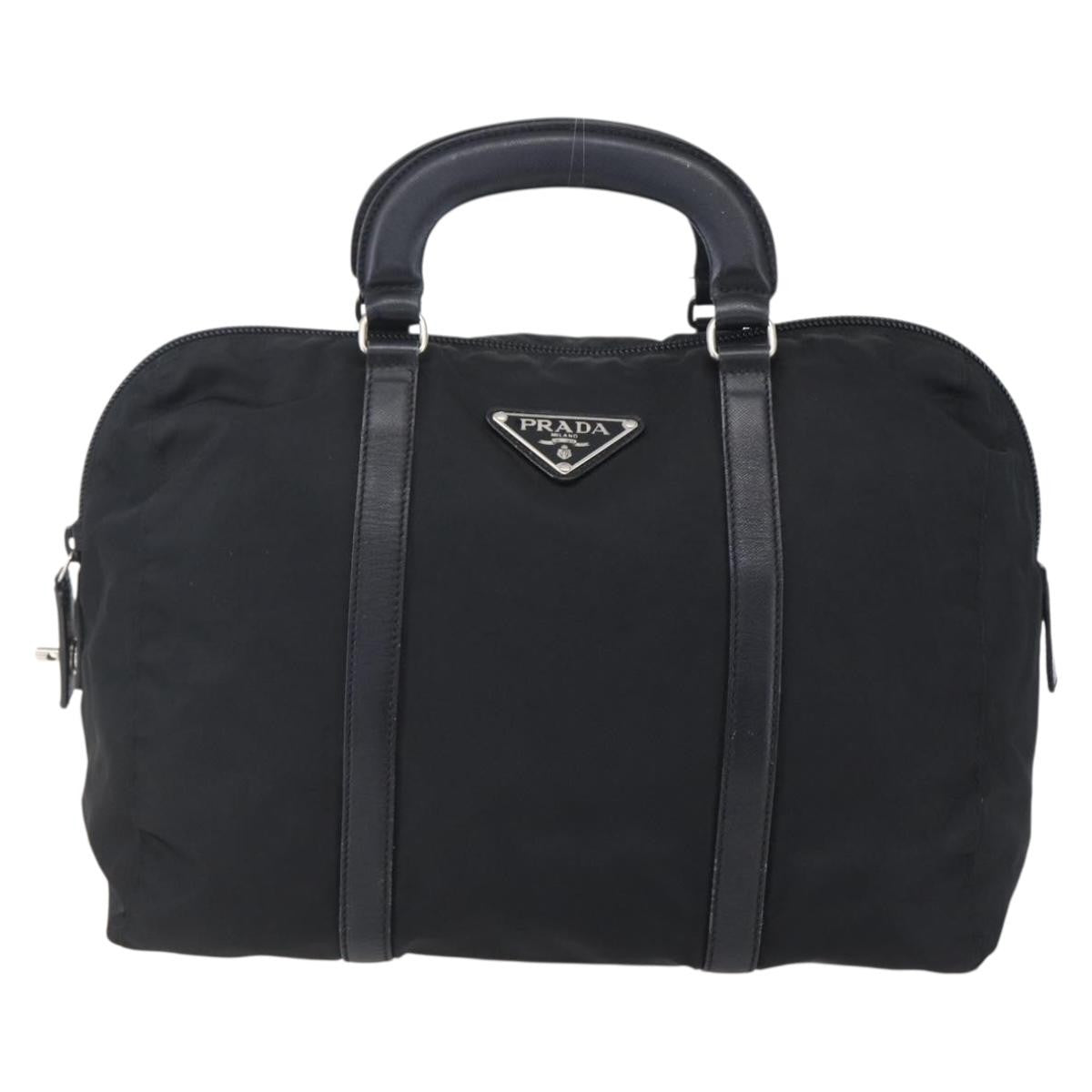 Prada Vintage Zip Handbag Tessuto, BLACK, NYLON, Handbag