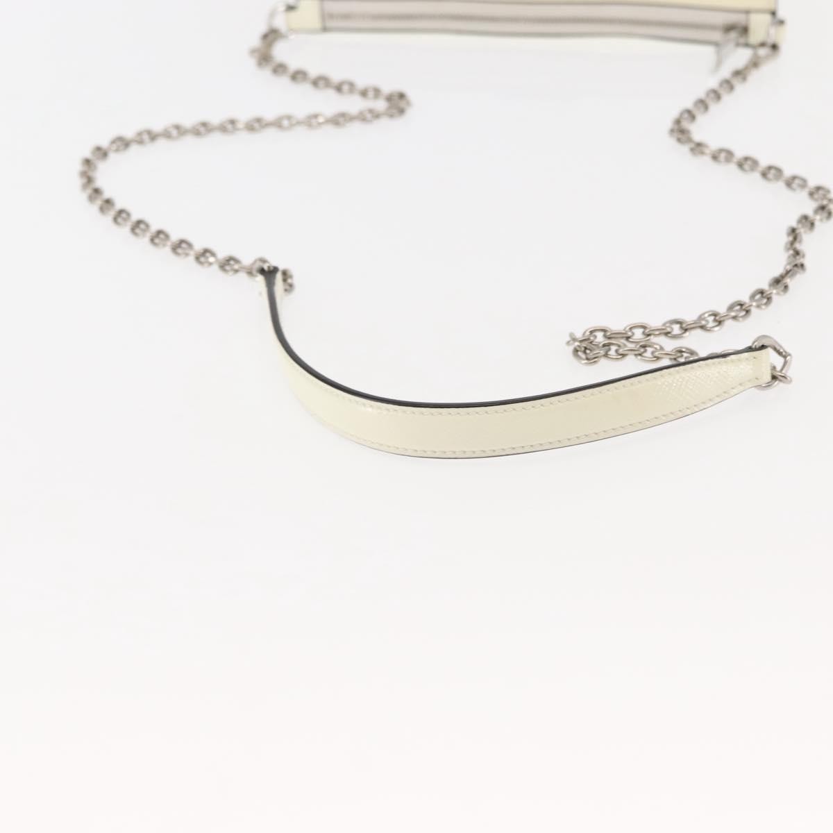 Prada Chain Crossbody Bag Vernice Saffiano Leather, WHITE, LEATHER, Shoulder bag