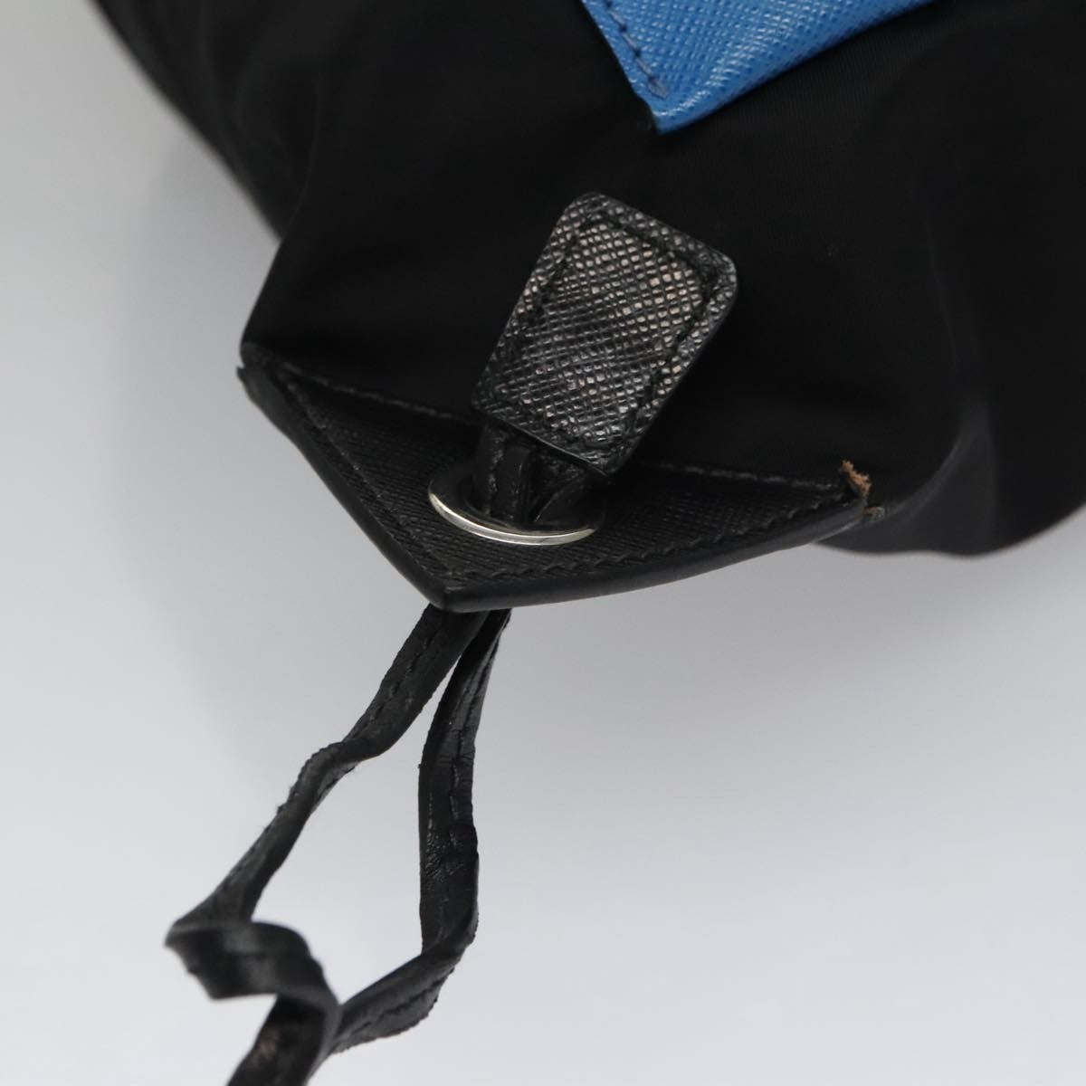 Prada Logo Drawstring Backpack Tessuto with Printed Saffiano, BLACK, NYLON, Backpack