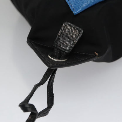 Prada Logo Drawstring Backpack Tessuto with Printed Saffiano, BLACK, NYLON, Backpack