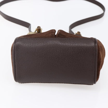 Gucci Vintage Bamboo Front Pocket Tote Suede, BROWN, SUEDE, Handbag