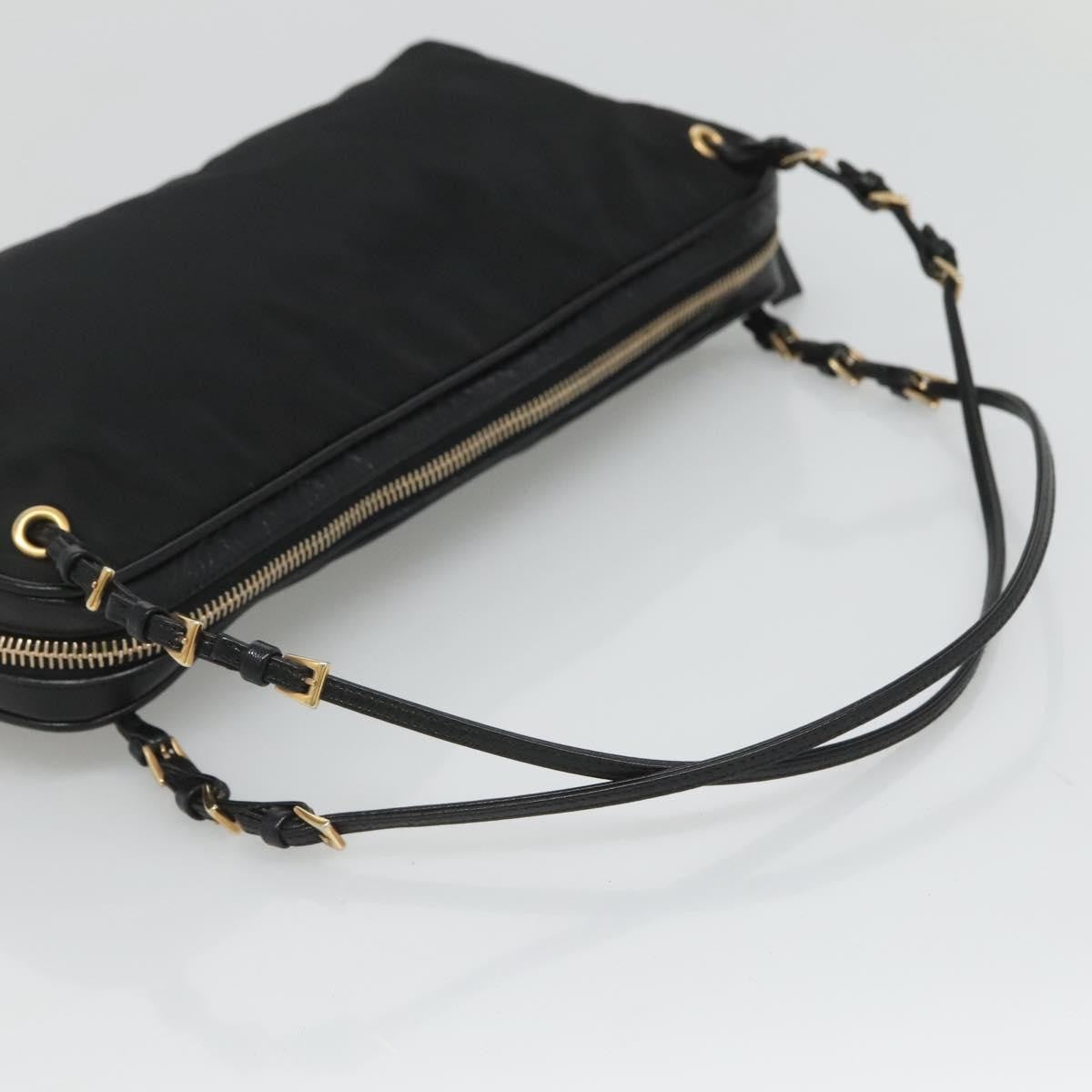 Prada SHOULDER BAG NYLON BLACK GOLD, Black, Nylon, Shoulder Bag