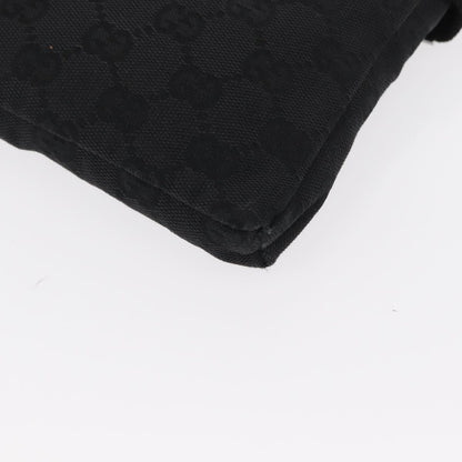 Gucci Vintage Double Belt Bag GG Canvas with Leather, BLACK, CANVAS, Shoulder bag