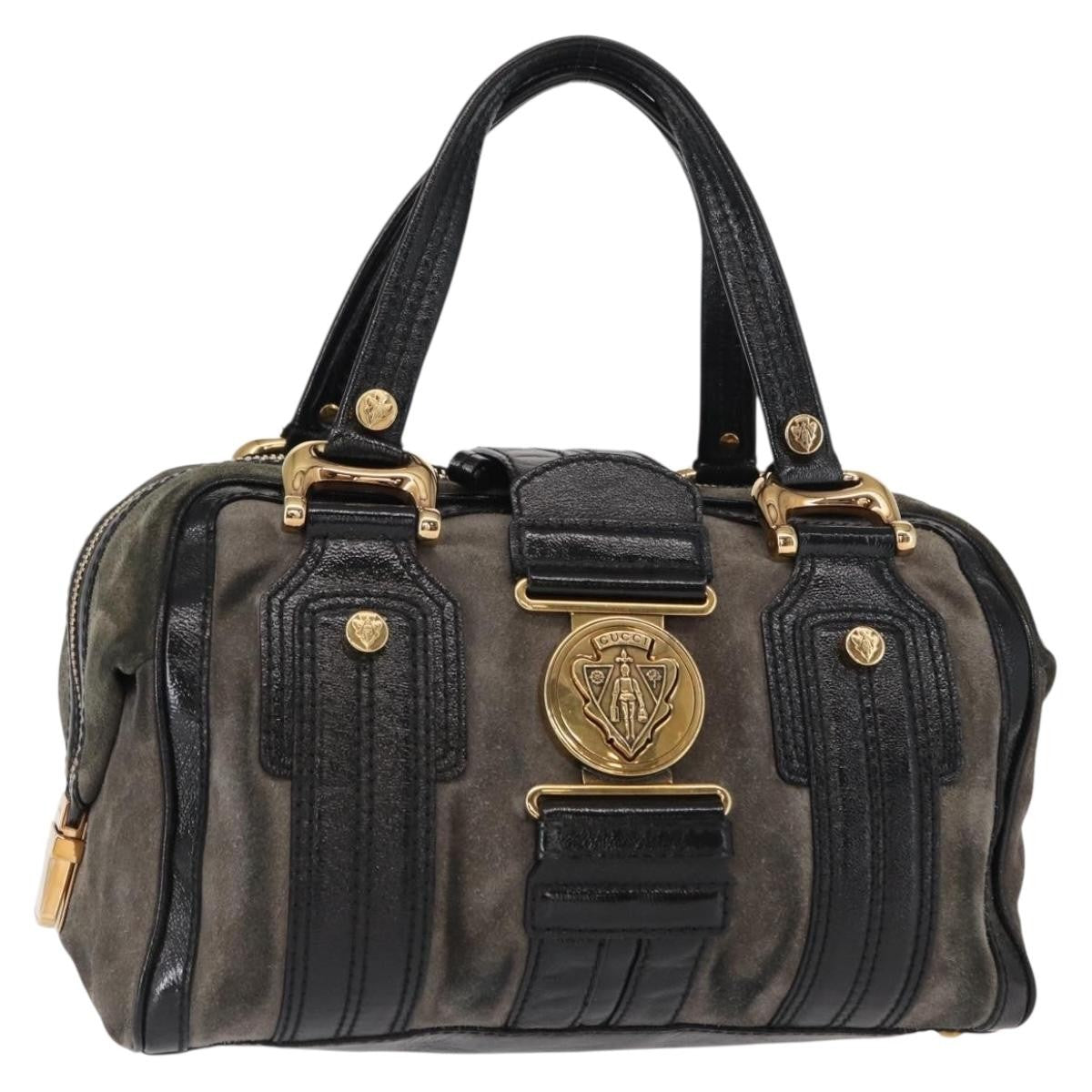 Gucci Aviatrix Satchel Suede, BLACK, SUEDE, Handbag