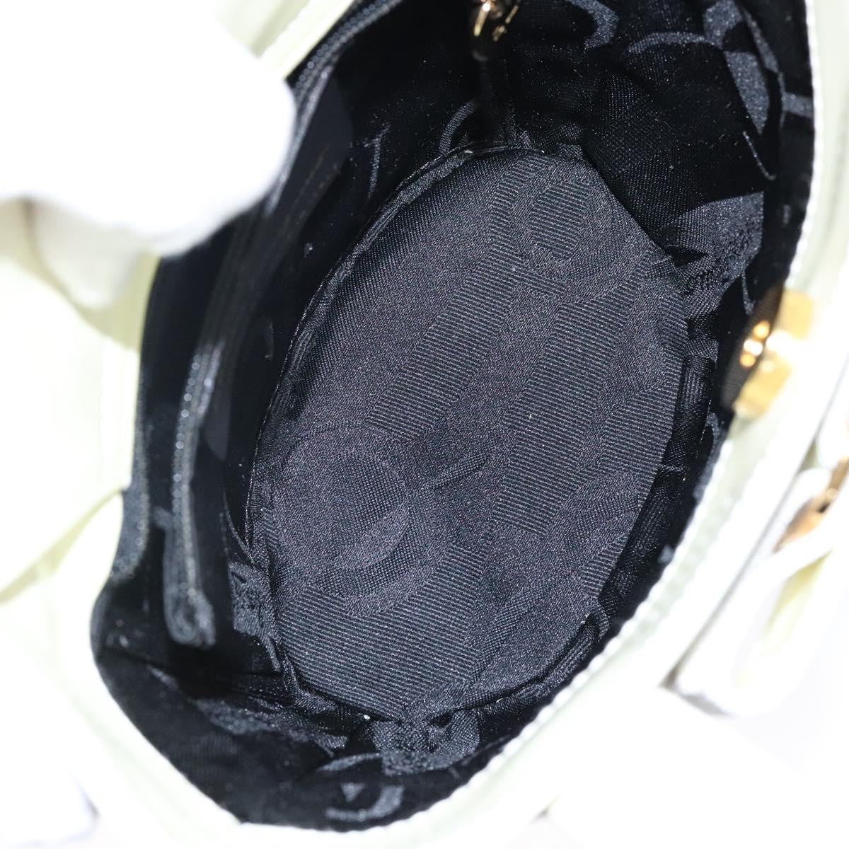 Salvatore Ferragamo Vara Bow Top Handle Bucket Bag Patent Leather, WHITE, PATENT_LEATHER, Handbag