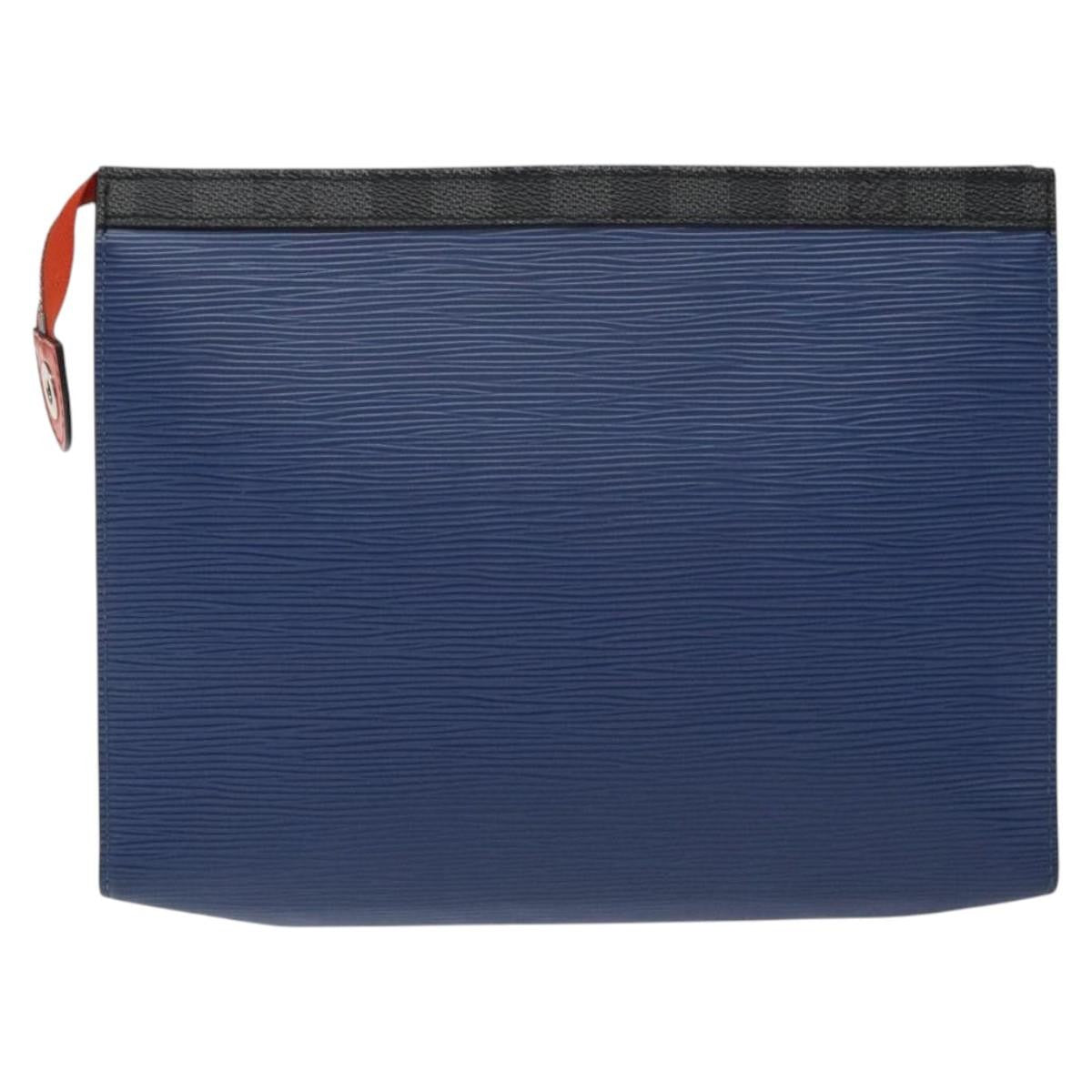 Louis Vuitton Pochette Voyage Epi Leather with Damier Graphite, BLUE, LEATHER, Clutche & pouche